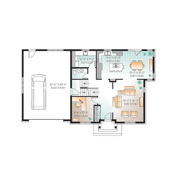 Early American House Plan First Floor - Estes Traditional Home 032D-0772 - Search House Plans and More