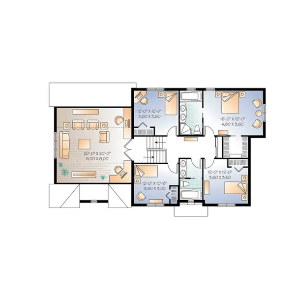 Early American House Plan Second Floor - Estes Traditional Home 032D-0772 - Search House Plans and More