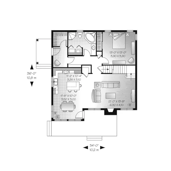 Ranch House Plan First Floor - Terra Craftsman Home 032D-0774 - Shop House Plans and More