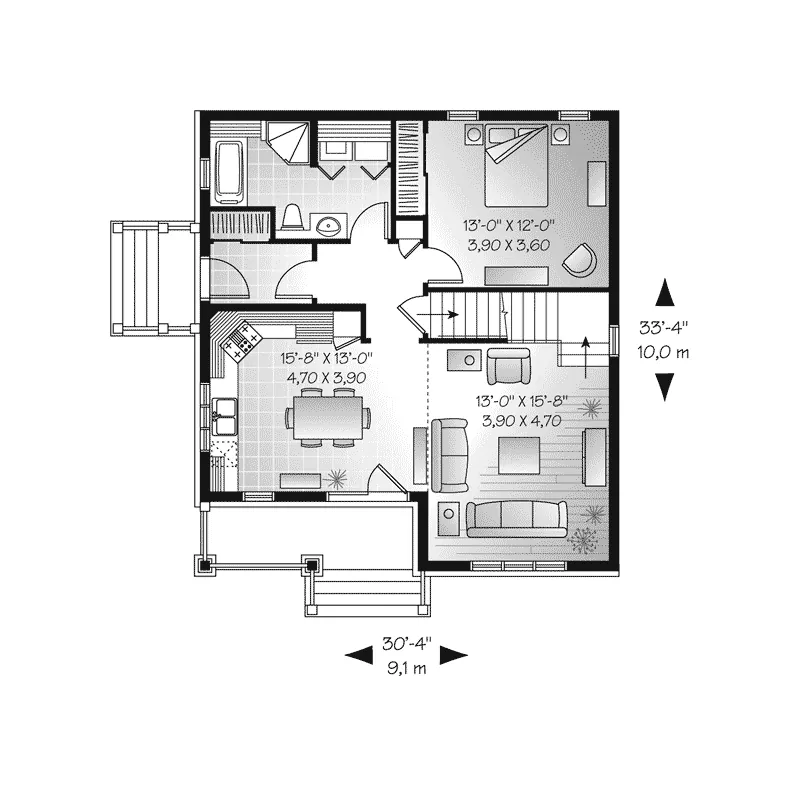 Traditional House Plan First Floor - Framlingham Bungalow Home 032D-0776 - Search House Plans and More