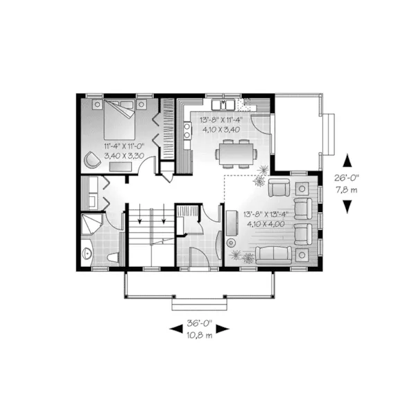 Early American House Plan First Floor - Alicia Place English Home 032D-0778 - Search House Plans and More