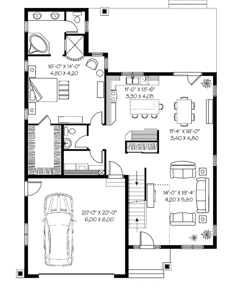 Prairie House Plan First Floor - Rockingham Park Craftsman Home 032D-0780 - Shop House Plans and More