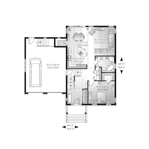 Early American House Plan First Floor - Bemiston Bluff Craftsman Home 032D-0783 - Search House Plans and More