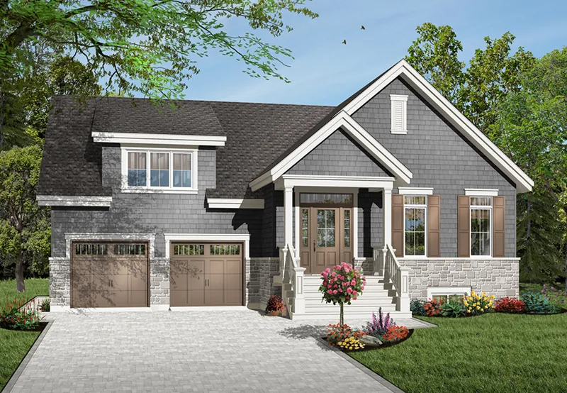 Traditional House Plan Front of Home - Bemiston Bluff Craftsman Home 032D-0783 - Search House Plans and More