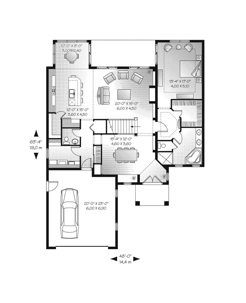 Florida House Plan First Floor - Pipestone Sunbelt Home 032D-0784 - Shop House Plans and More