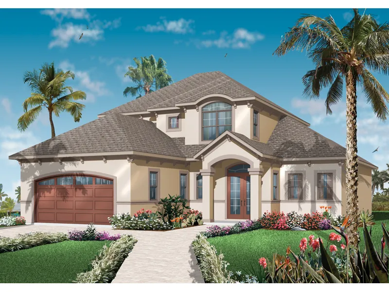 Florida House Plan Front of Home - Pipestone Sunbelt Home 032D-0784 - Shop House Plans and More