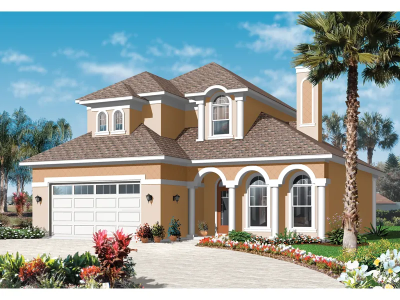 Mediterranean House Plan Front of Home - Fern Pointe Florida Style Home 032D-0786 - Search House Plans and More