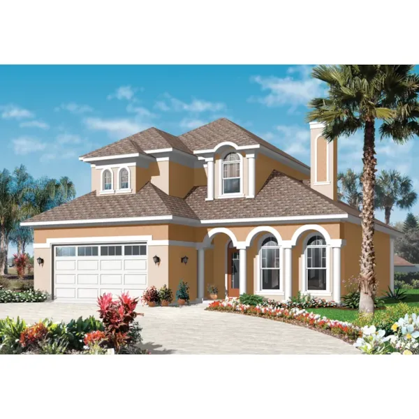 Mediterranean House Plan Front of Home - Fern Pointe Florida Style Home 032D-0786 - Search House Plans and More