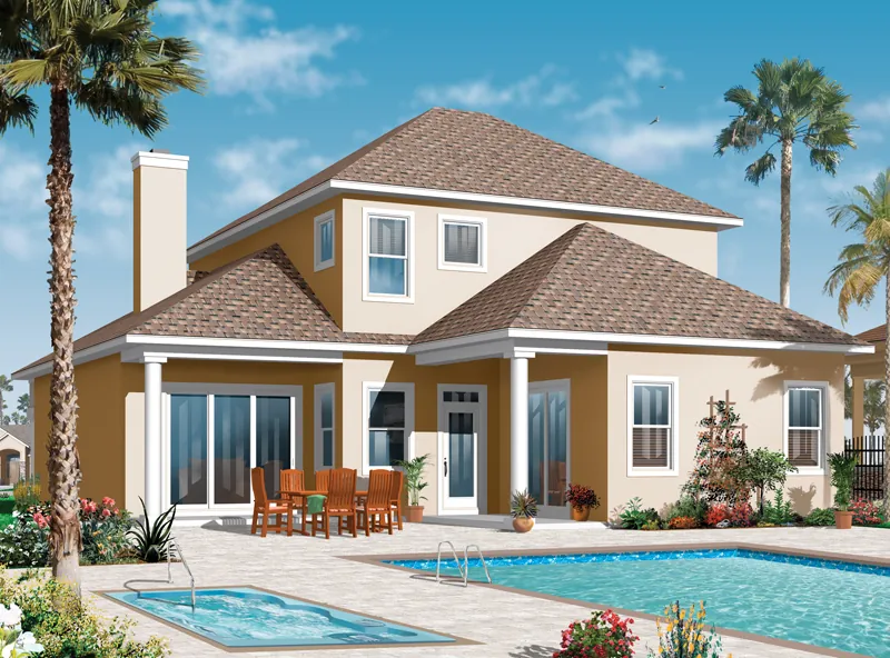 Mediterranean House Plan Color Image of House - Fern Pointe Florida Style Home 032D-0786 - Search House Plans and More