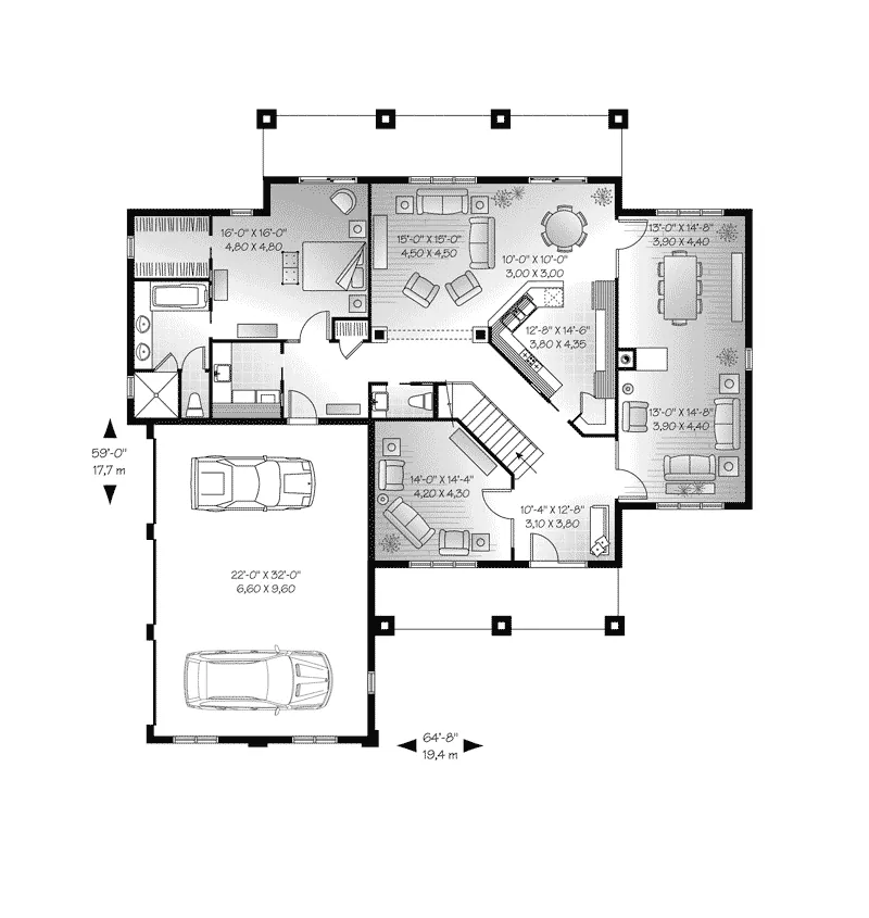 Traditional House Plan First Floor - Forest Mill Mediterranean Home 032D-0787 - Search House Plans and More