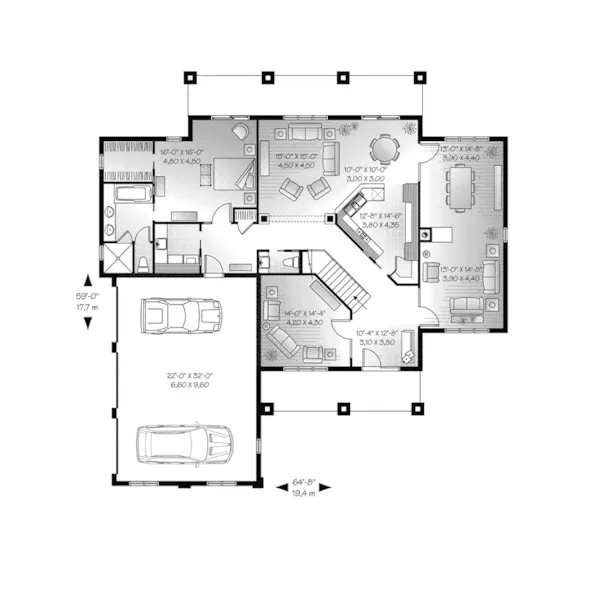 Sunbelt House Plan First Floor - Forest Mill Mediterranean Home 032D-0787 - Search House Plans and More