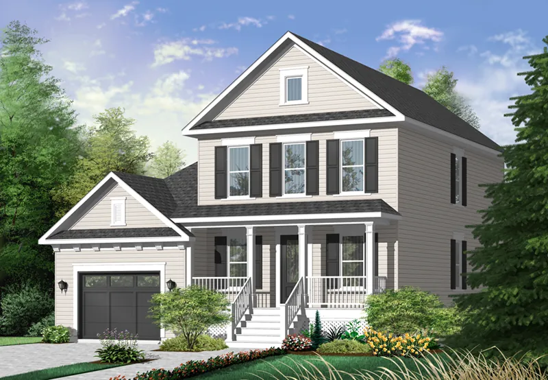 Farmhouse Plan Front of Home - Hylton Country Home 032D-0795 - Search House Plans and More
