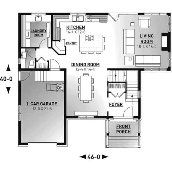 Early American House Plan First Floor - Bluff Farm Arts And Crafts Home 032D-0797 - Search House Plans and More