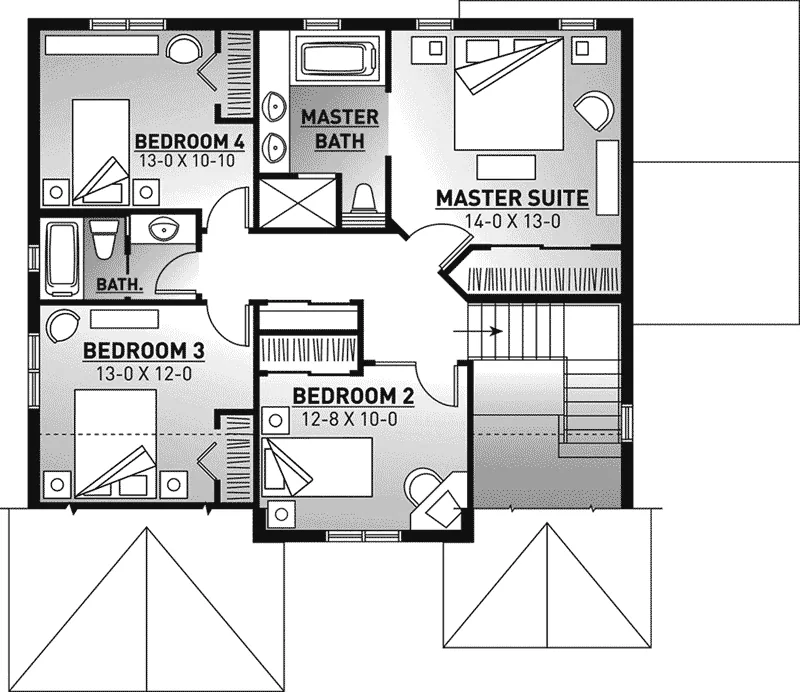 English Cottage House Plan Second Floor - Bluff Farm Arts And Crafts Home 032D-0797 - Search House Plans and More