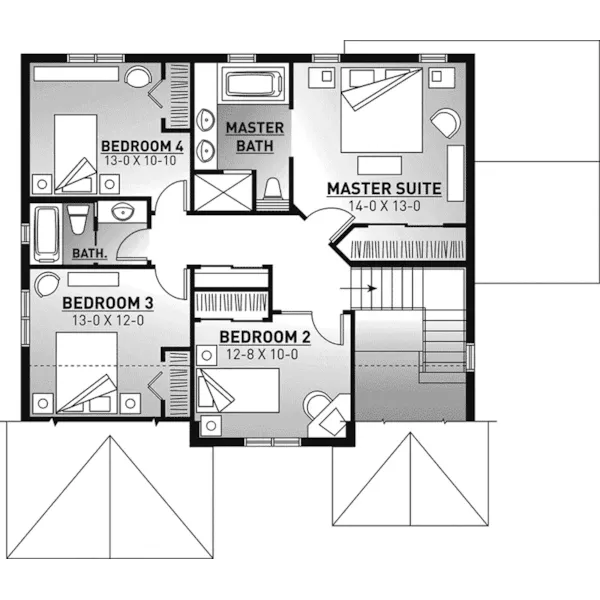 Early American House Plan Second Floor - Bluff Farm Arts And Crafts Home 032D-0797 - Search House Plans and More