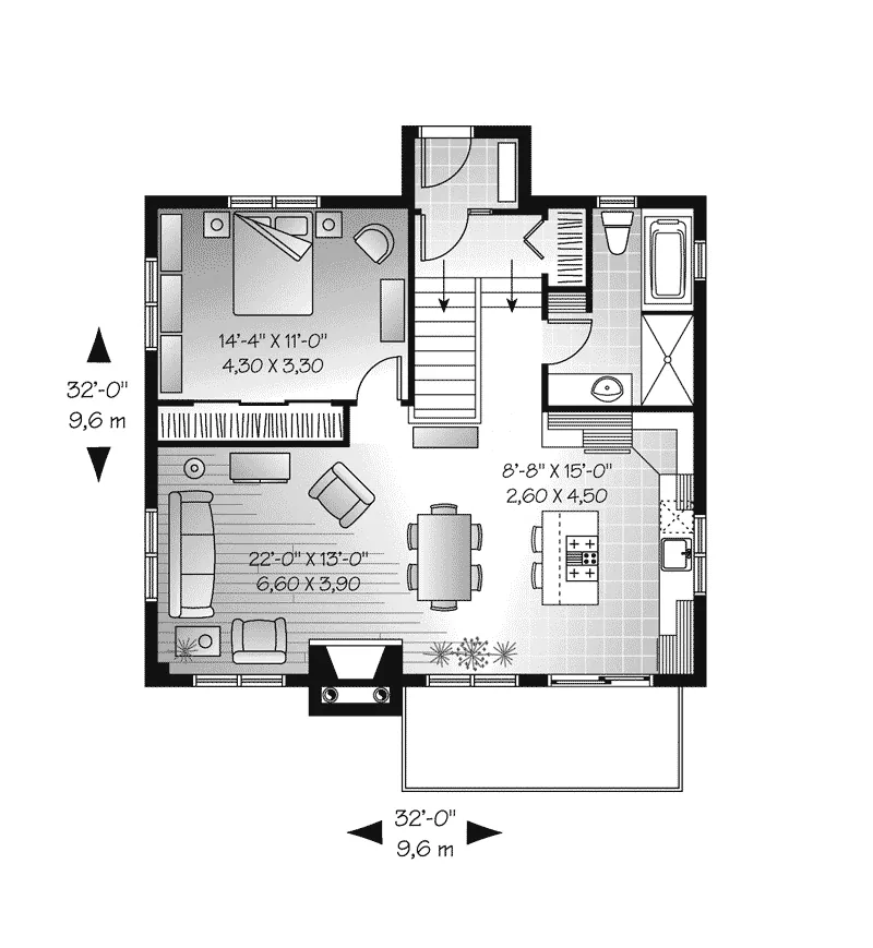 Waterfront House Plan First Floor - Spruce Grove Modern Home 032D-0804 - Shop House Plans and More