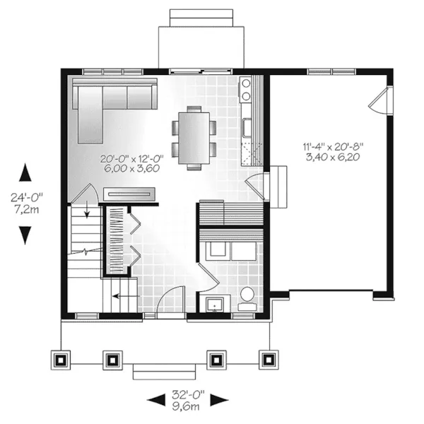 Farmhouse Plan First Floor - Rusty Ridge Craftsman Home 032D-0808 - Shop House Plans and More