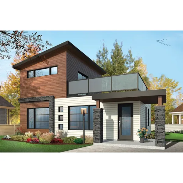 Waterfront House Plan Front of Home - Sundari Contemporary Home 032D-0809 - Shop House Plans and More