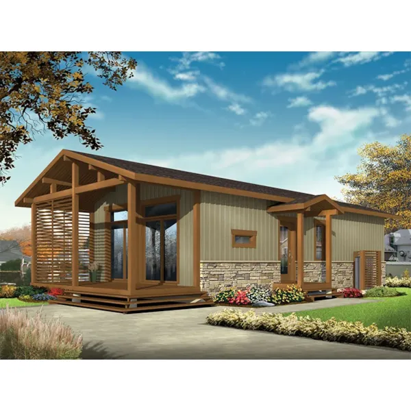 Mountain House Plan Front of Home - Tranquil Haven Craftsman Cabin 032D-0811 - Shop House Plans and More