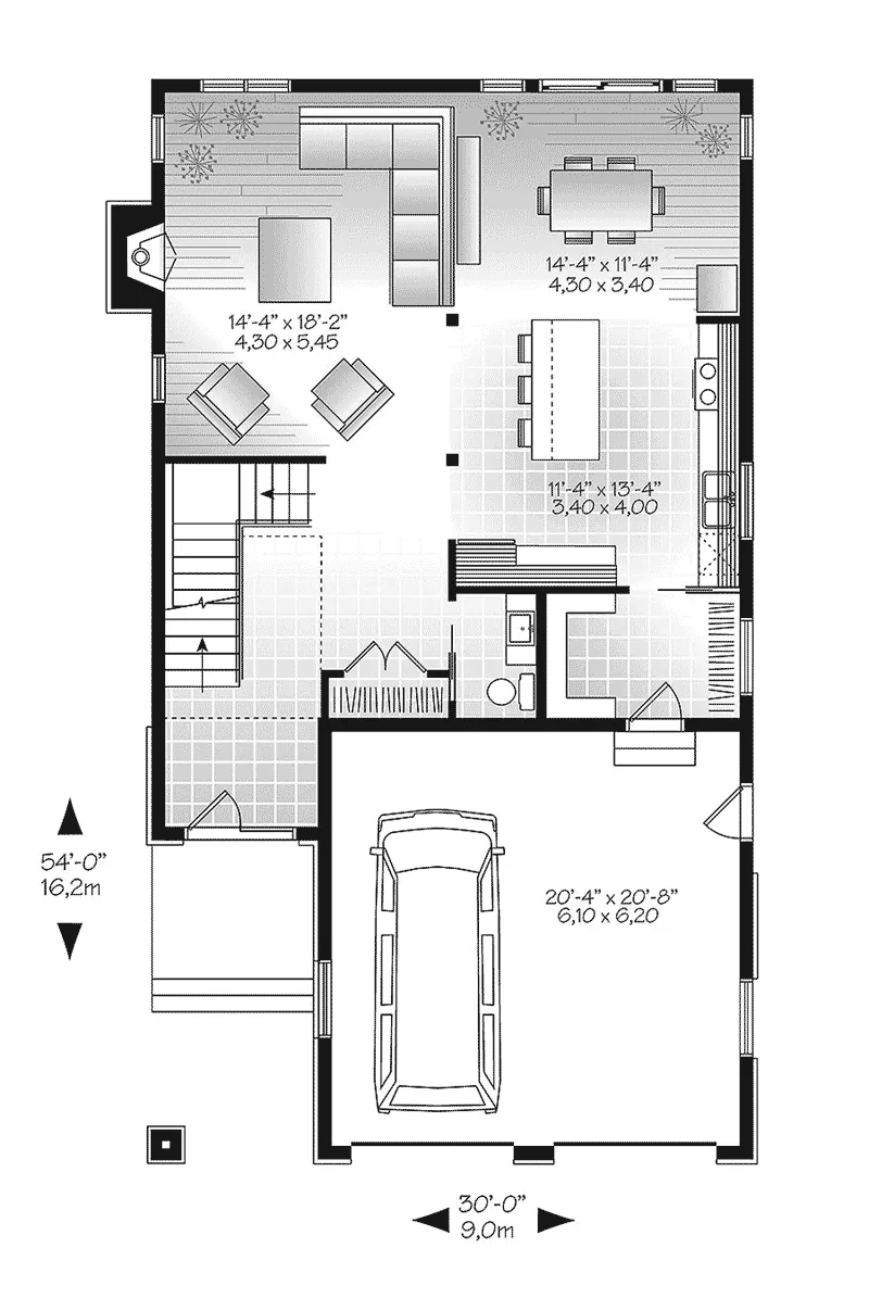 Prairie House Plan First Floor - Chanda Prairie Style Home 032D-0816 - Search House Plans and More