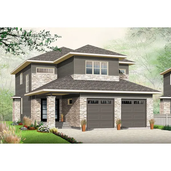 Modern House Plan Front of Home - Chanda Prairie Style Home 032D-0816 - Search House Plans and More