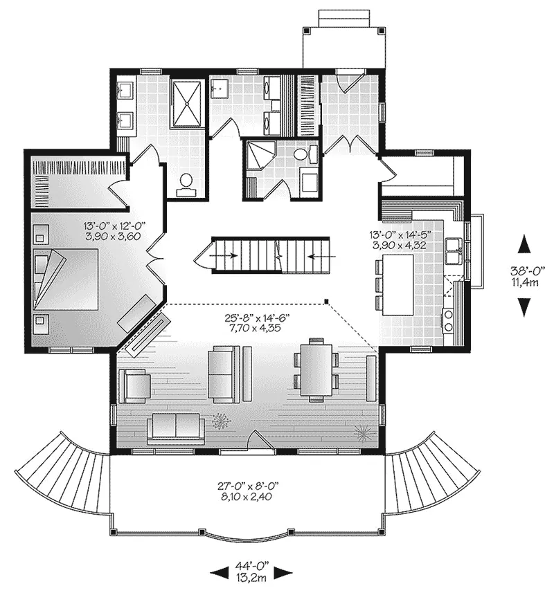 Cabin & Cottage House Plan First Floor - Brown Hill Lake Home 032D-0817 - Search House Plans and More