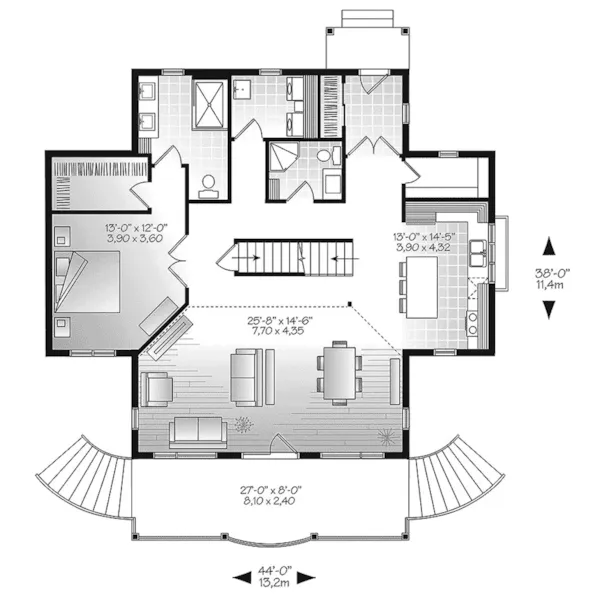 Waterfront House Plan First Floor - Brown Hill Lake Home 032D-0817 - Search House Plans and More