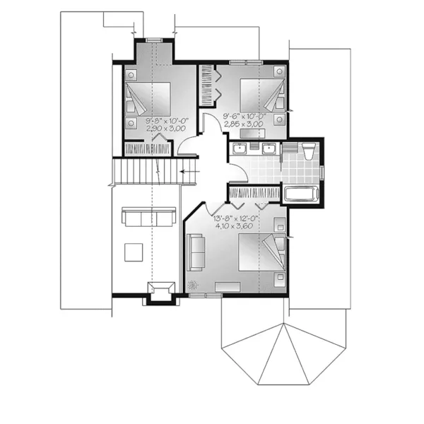 Waterfront House Plan Second Floor - Barthel Country Cabin Home 032D-0818 - Search House Plans and More