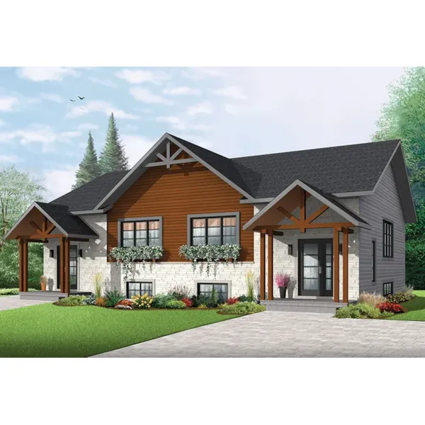 Arts & Crafts House Plan Front of Home - Audrey Creek Craftsman Duplex 032D-0819 - Search House Plans and More