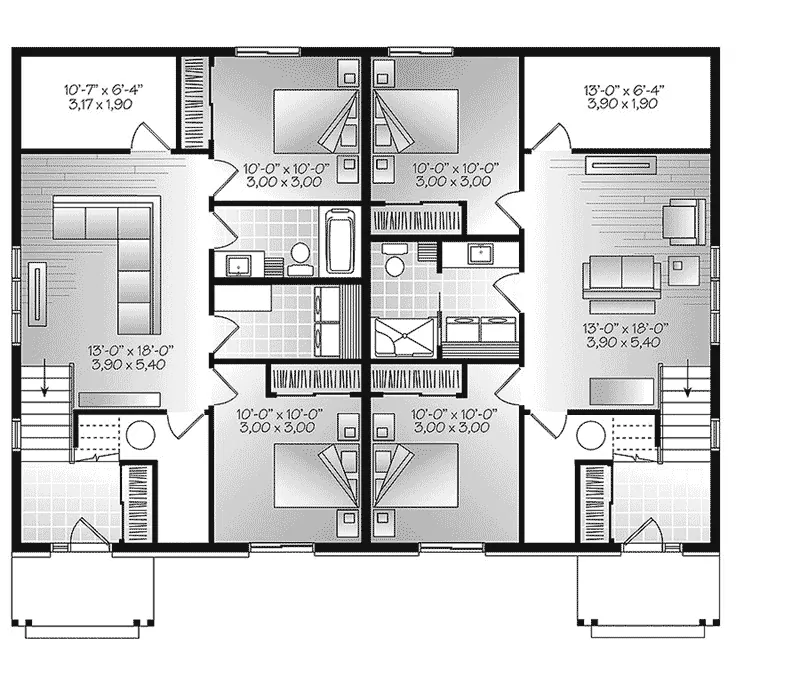 Rustic House Plan Lower Level Floor - Audrey Creek Craftsman Duplex 032D-0819 - Search House Plans and More