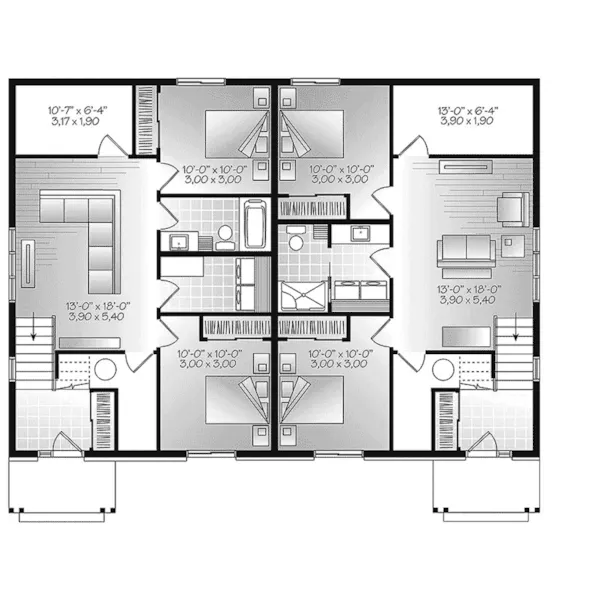 Arts & Crafts House Plan Lower Level Floor - Audrey Creek Craftsman Duplex 032D-0819 - Search House Plans and More