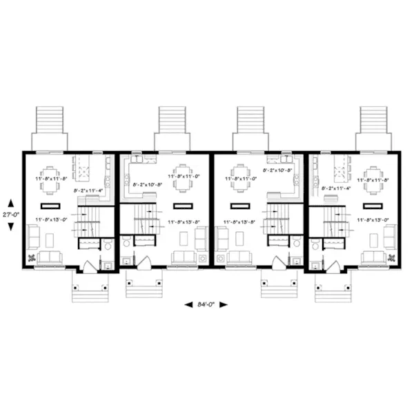 Country House Plan First Floor - Bassett Path Rustic Fourplex 032D-0821 - Search House Plans and More