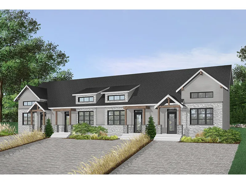 Rustic House Plan Front Photo 01 - Bassett Path Rustic Fourplex 032D-0821 - Search House Plans and More
