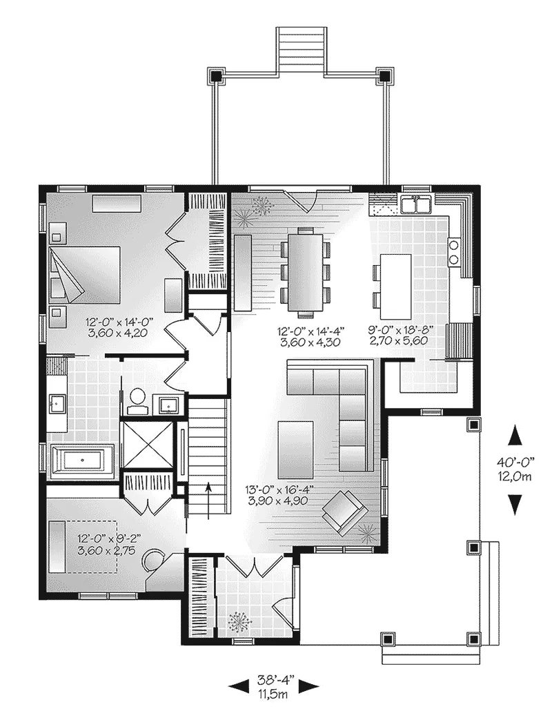 Cabin & Cottage House Plan First Floor - Floralea Country Home 032D-0822 - Search House Plans and More