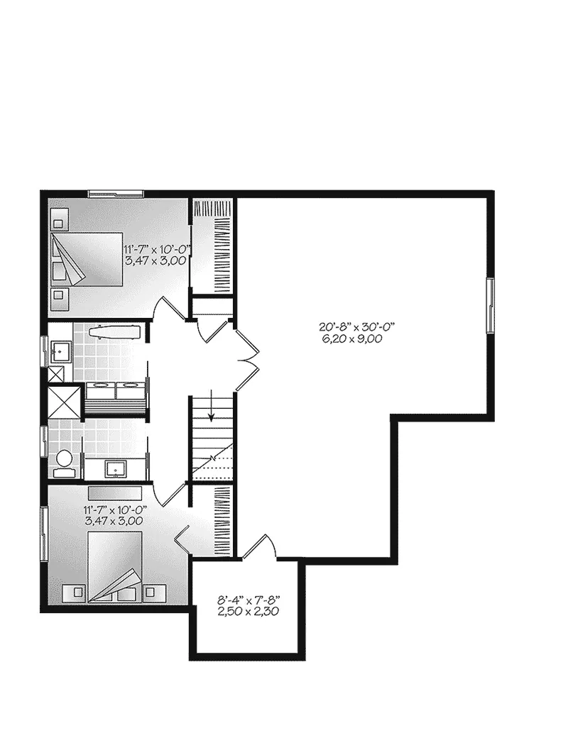 Cabin & Cottage House Plan Lower Level Floor - Floralea Country Home 032D-0822 - Search House Plans and More