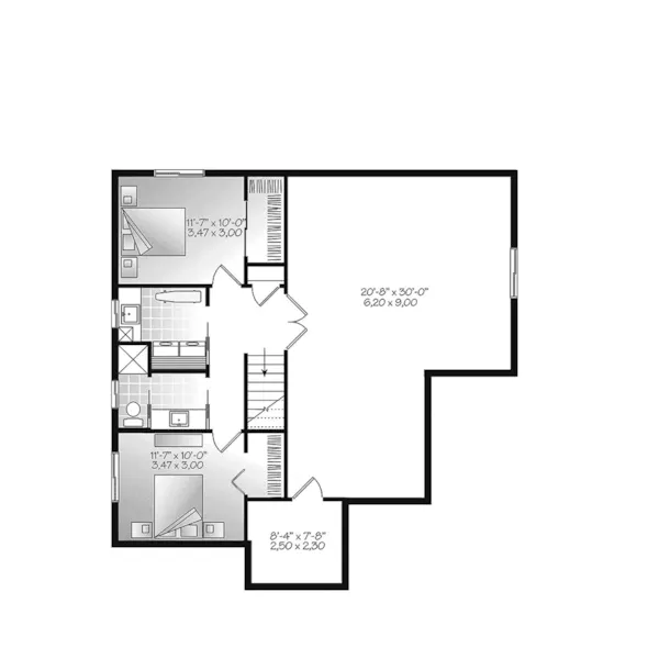 Cabin & Cottage House Plan Lower Level Floor - Floralea Country Home 032D-0822 - Search House Plans and More