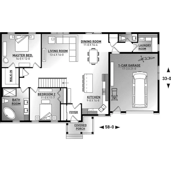 Arts & Crafts House Plan First Floor - Gareth Craftsman Ranch Home 032D-0823 - Search House Plans and More