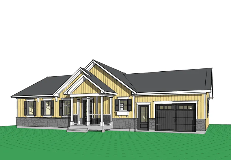 Ranch House Plan Front Image - Gareth Craftsman Ranch Home 032D-0823 - Search House Plans and More