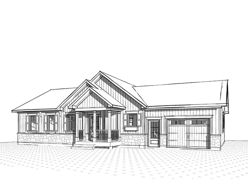 Arts & Crafts House Plan Front Image of House - Gareth Craftsman Ranch Home 032D-0823 - Search House Plans and More