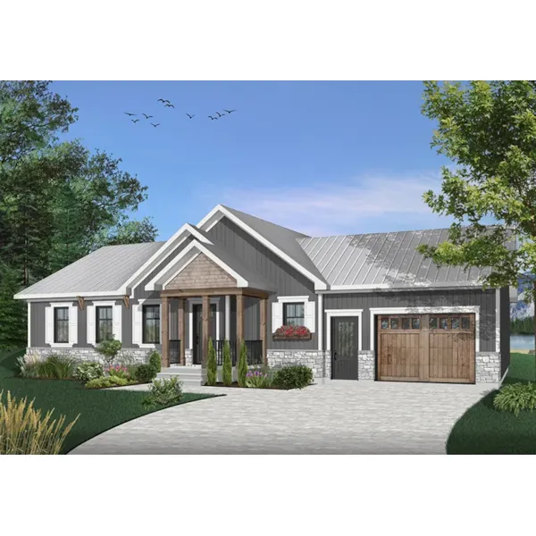 Arts & Crafts House Plan Front of Home - Gareth Craftsman Ranch Home 032D-0823 - Search House Plans and More