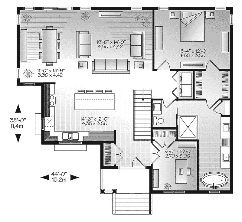 Traditional House Plan First Floor - Poppy Country Home 032D-0824 - Shop House Plans and More