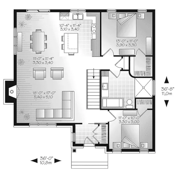 Traditional House Plan First Floor - Kimber Contemporary Ranch Home 032D-0830 - Search House Plans and More