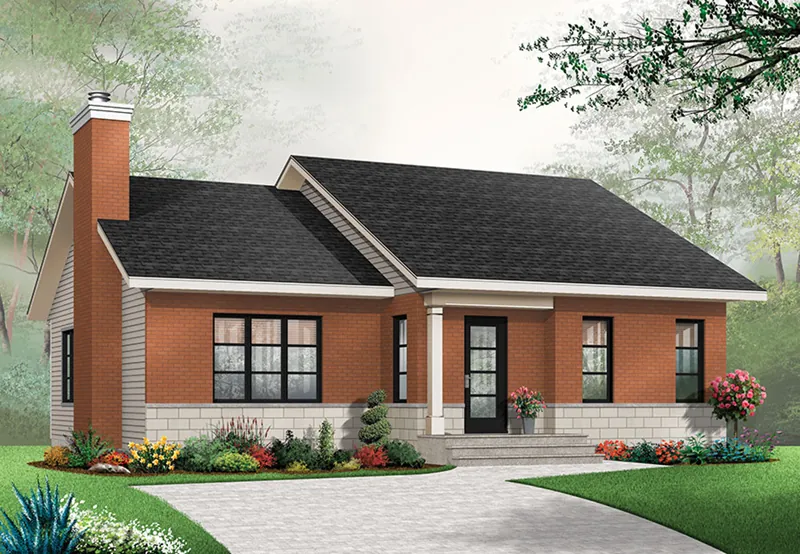 Traditional House Plan Front of Home - Kimber Contemporary Ranch Home 032D-0830 - Search House Plans and More