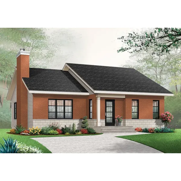 Traditional House Plan Front of Home - Kimber Contemporary Ranch Home 032D-0830 - Search House Plans and More