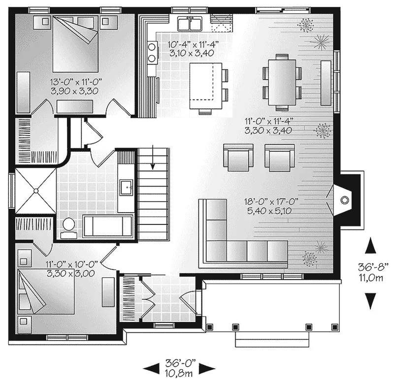 Ranch House Plan First Floor - Kindle Traditional Ranch Home 032D-0831 - Search House Plans and More