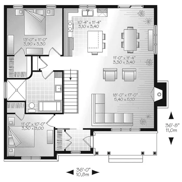 Ranch House Plan First Floor - Kindle Traditional Ranch Home 032D-0831 - Search House Plans and More