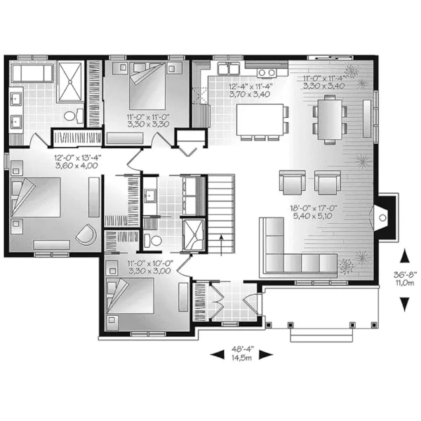 Traditional House Plan First Floor - Mayer Hill Ranch Home 032D-0832 - Shop House Plans and More