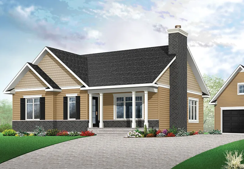 Cabin & Cottage House Plan Front of Home - Mayer Hill Ranch Home 032D-0832 - Shop House Plans and More