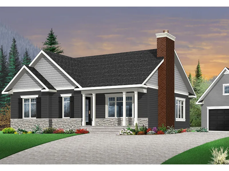 Cabin & Cottage House Plan Front Photo 01 - Mayer Hill Ranch Home 032D-0832 - Shop House Plans and More