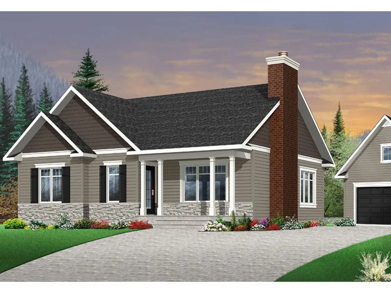 Cabin & Cottage House Plan Front Photo 03 - Mayer Hill Ranch Home 032D-0832 - Shop House Plans and More